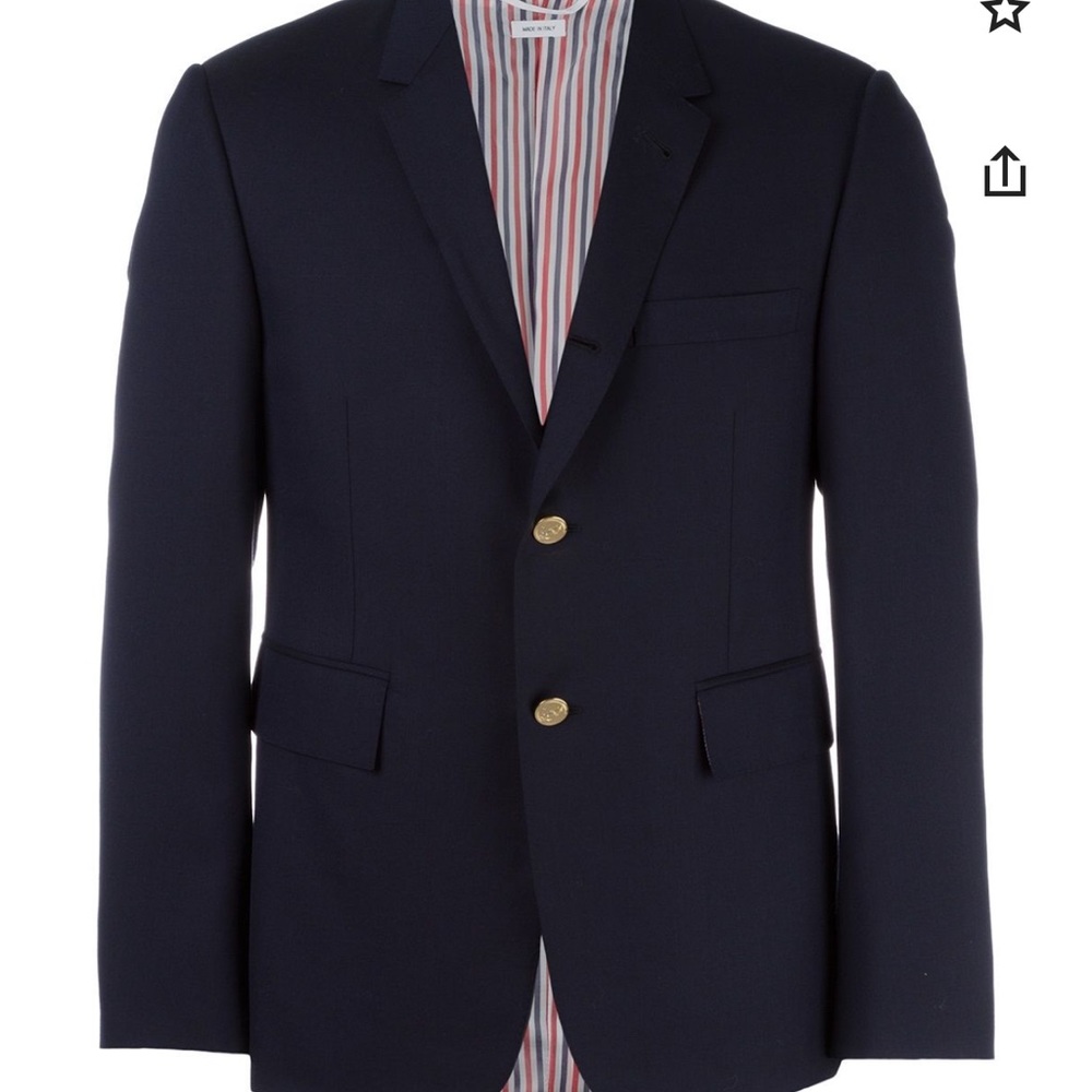 Thom Browne Super 120s Navy Twill Sport Coat